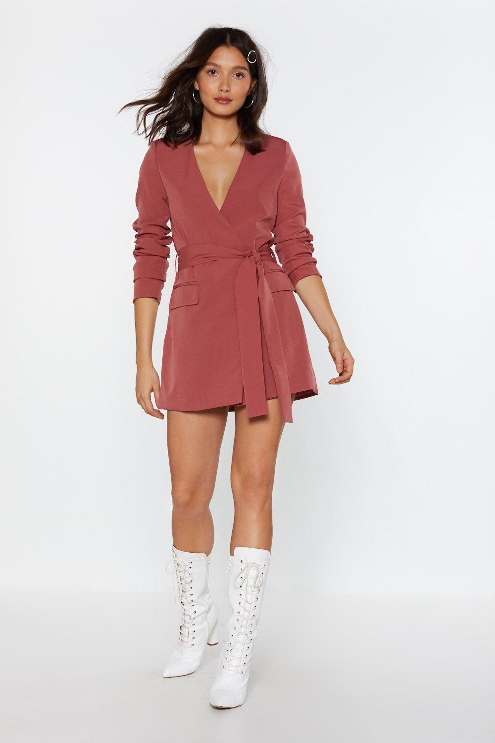Nasty Gal Synthetic Great Minds Blazer Dress in Rose Pink  
