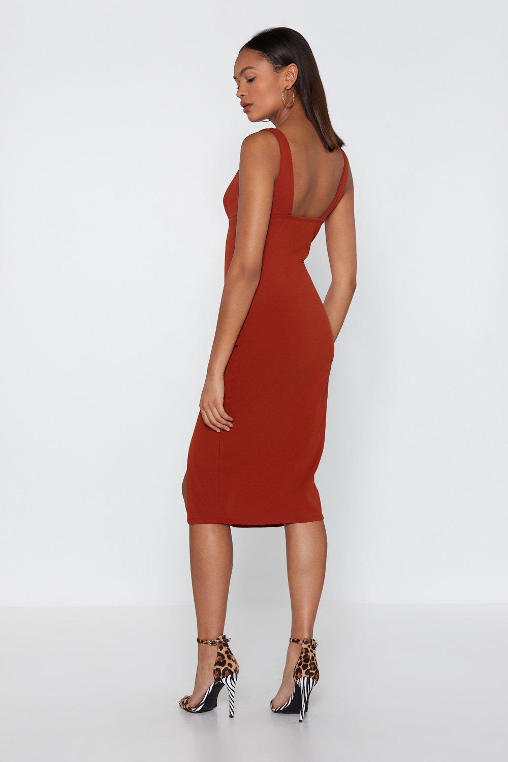 plunge down midi dress nasty gal