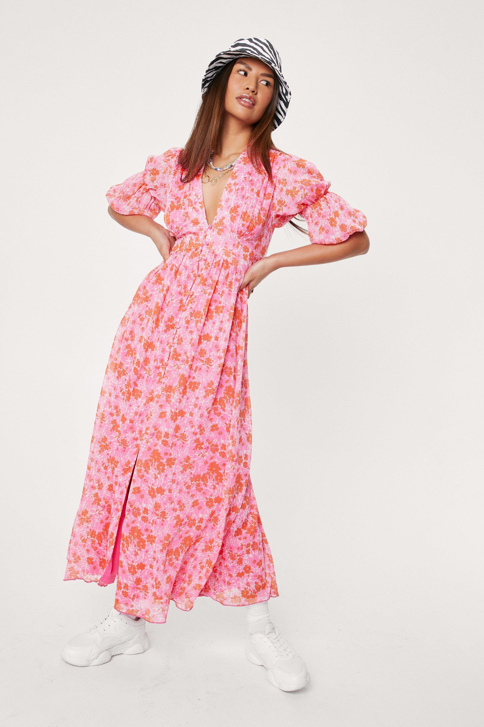 floral midi dress pink