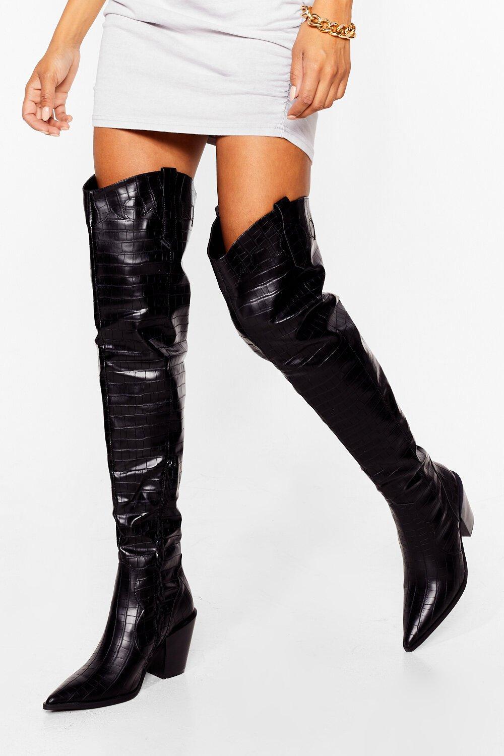thigh high western boot