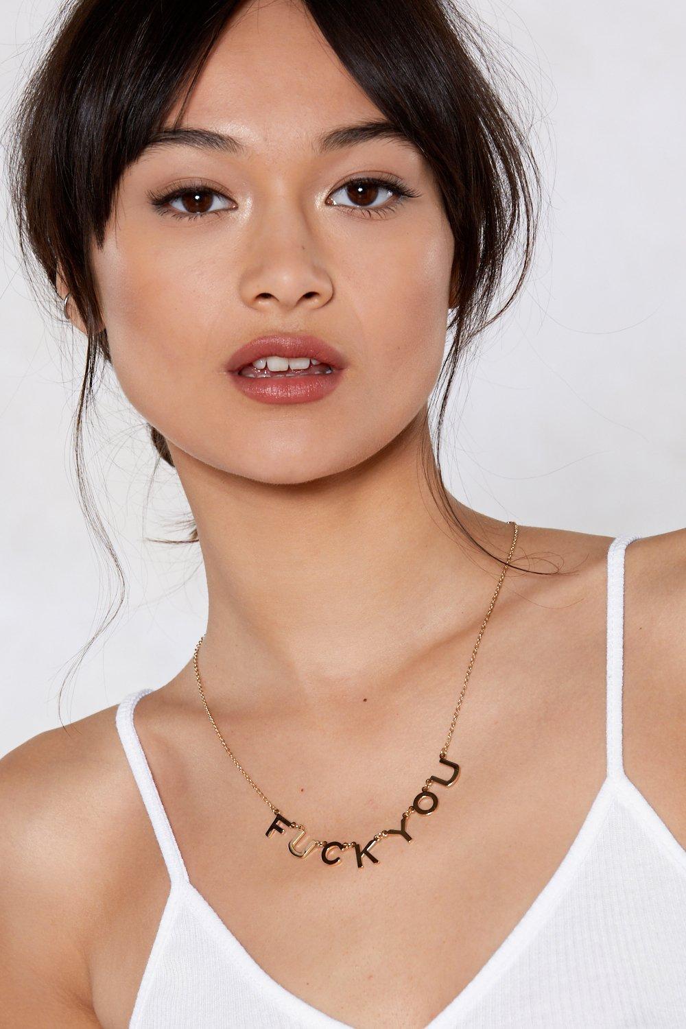 Nasty Gal Fuck You Necklace In Metallic Lyst 
