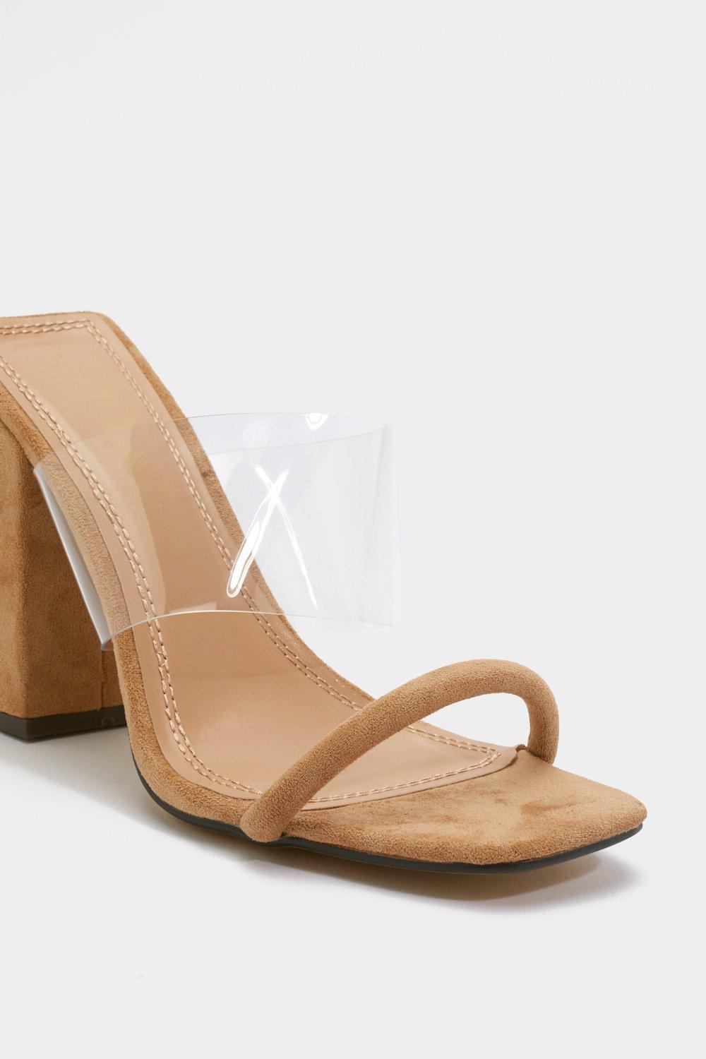 nude block heel mules