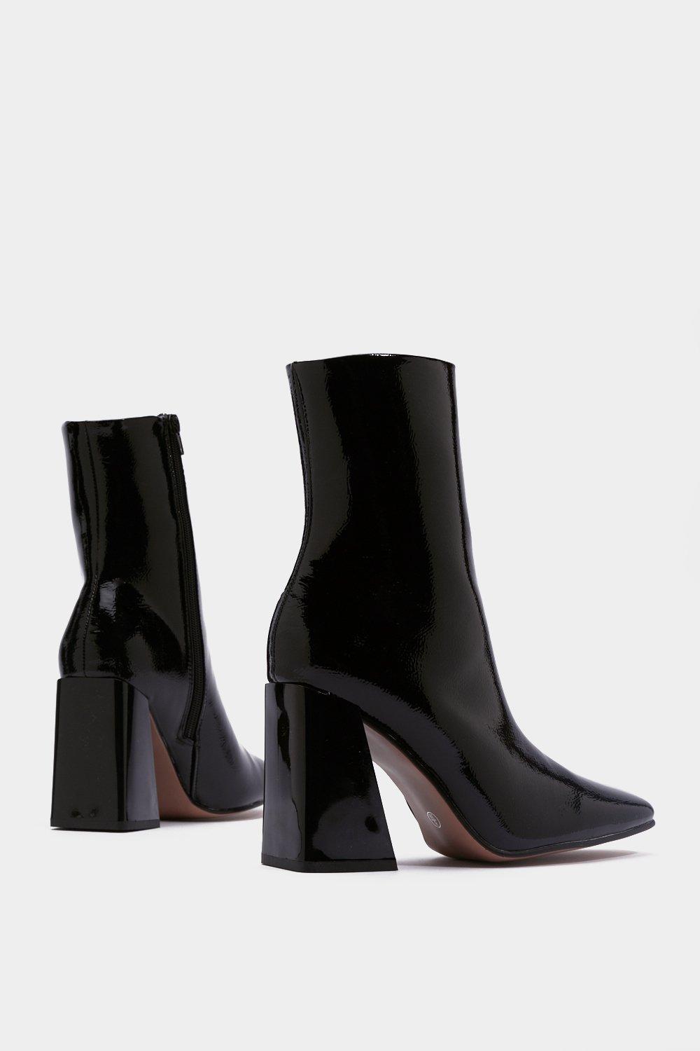 square toe patent boots