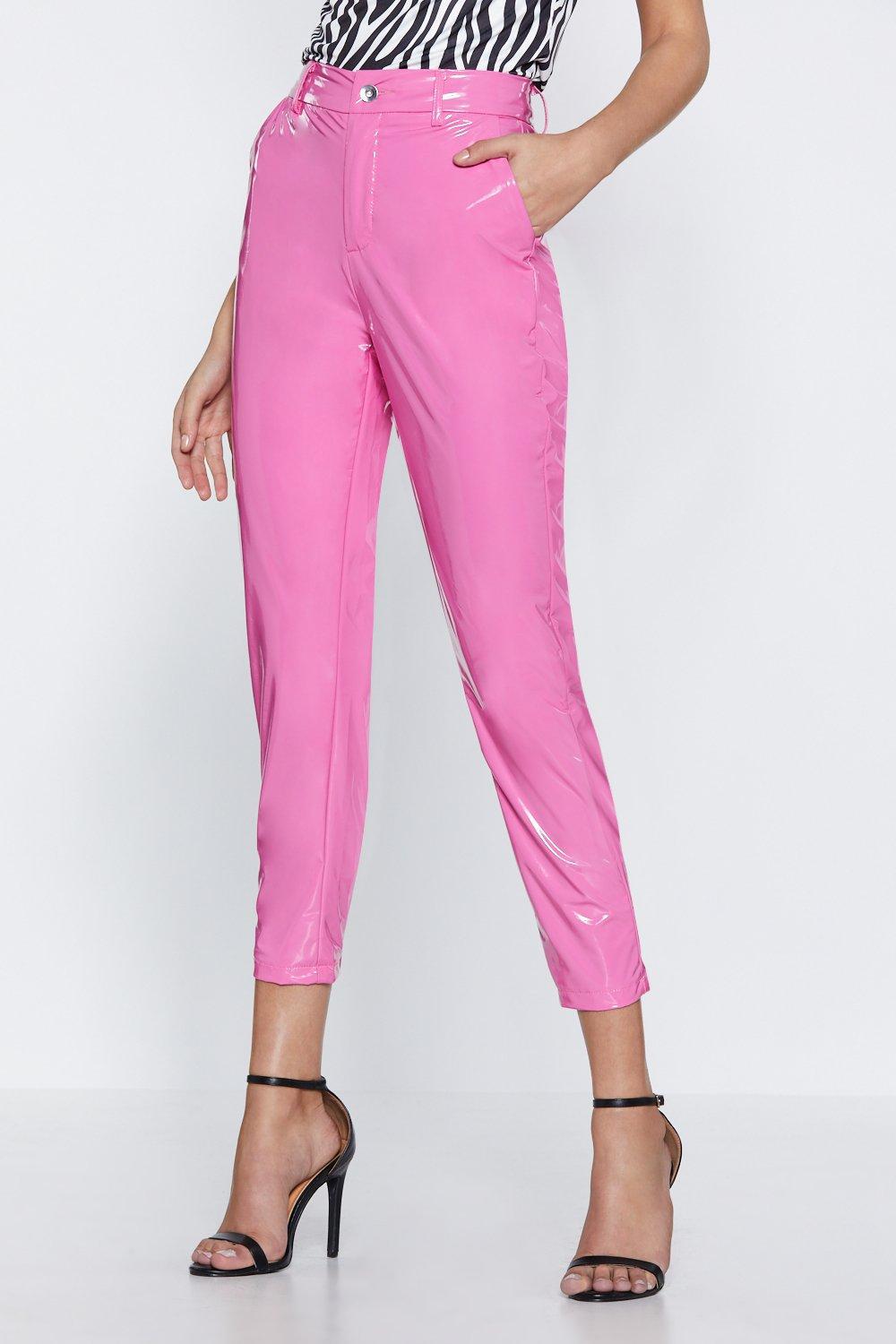 hot pink pleather pants