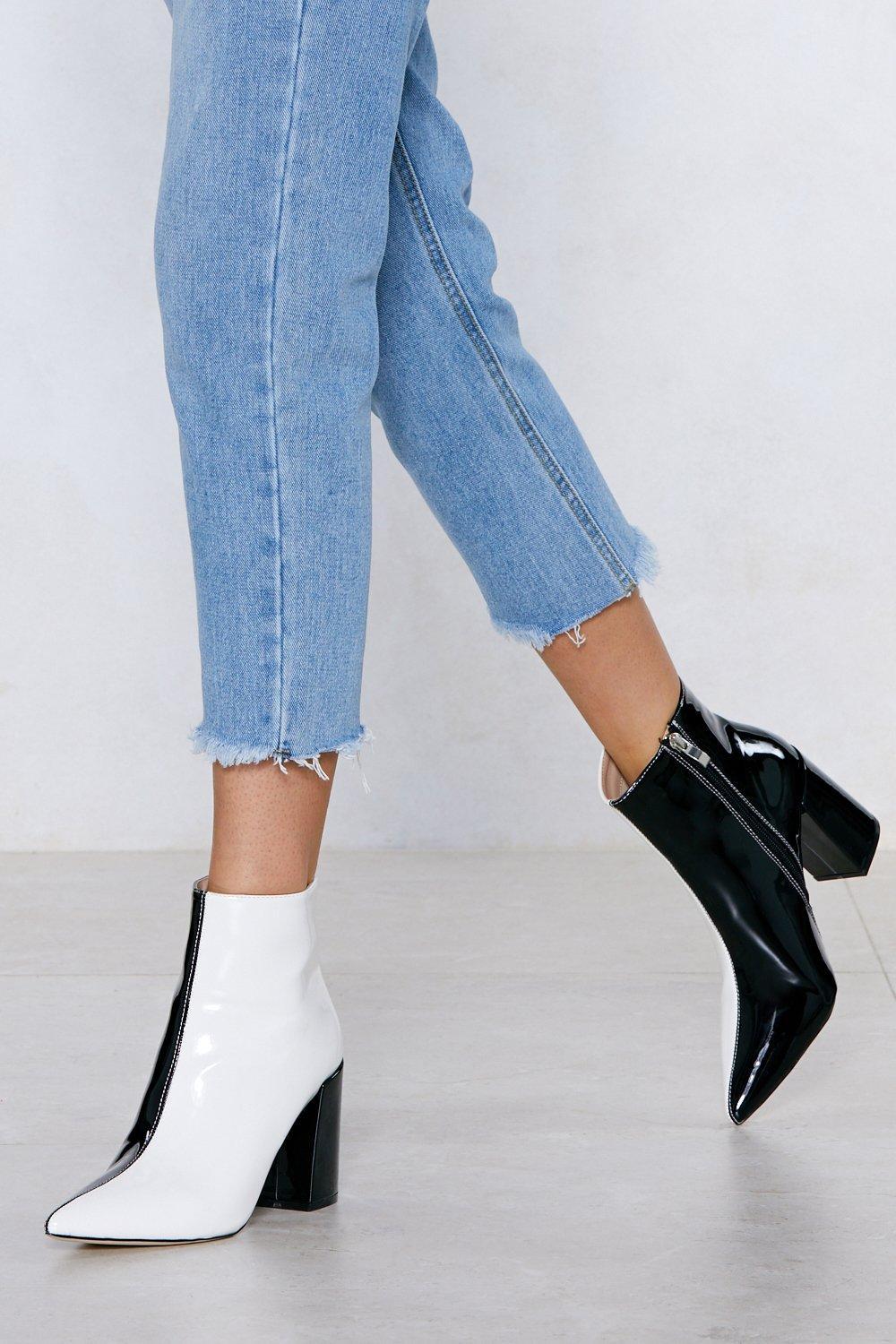 Nasty Gal Two Tone Pointed Toe Heeled Boots in Black | Lyst