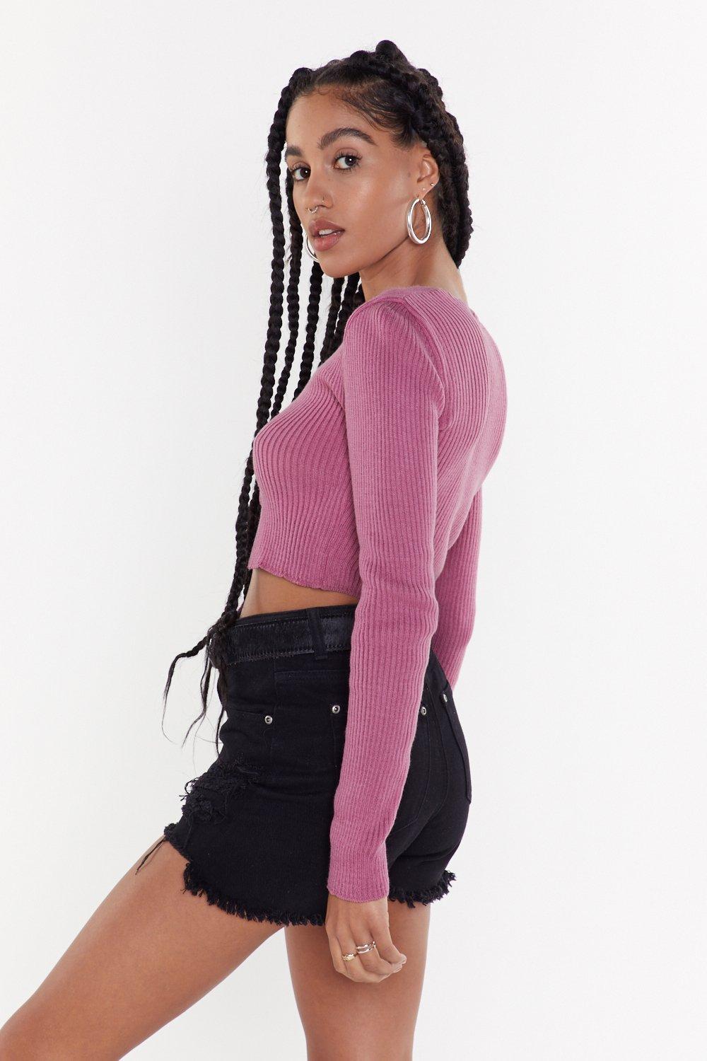 Nasty Gal we All Love A Tie r Ribbed Cropped Cardigan in Nasty Gal we All Love A Tie r Ribbed Cropped Cardigan in