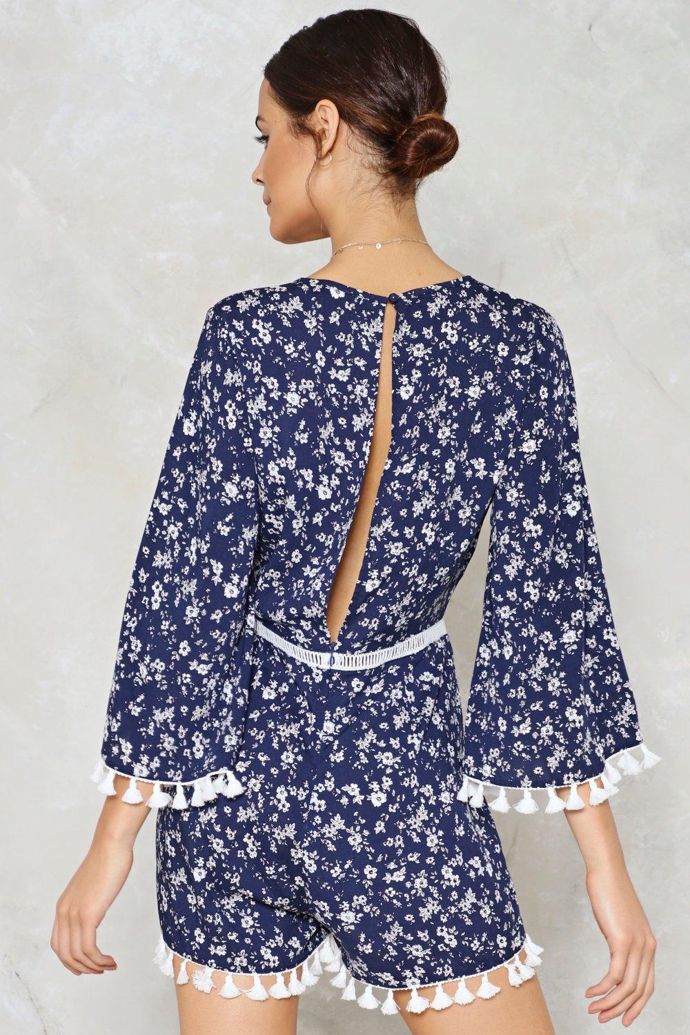 Lyst Nasty Gal Wallflower Tassel Romper Wallflower Tassel Romper in Blue