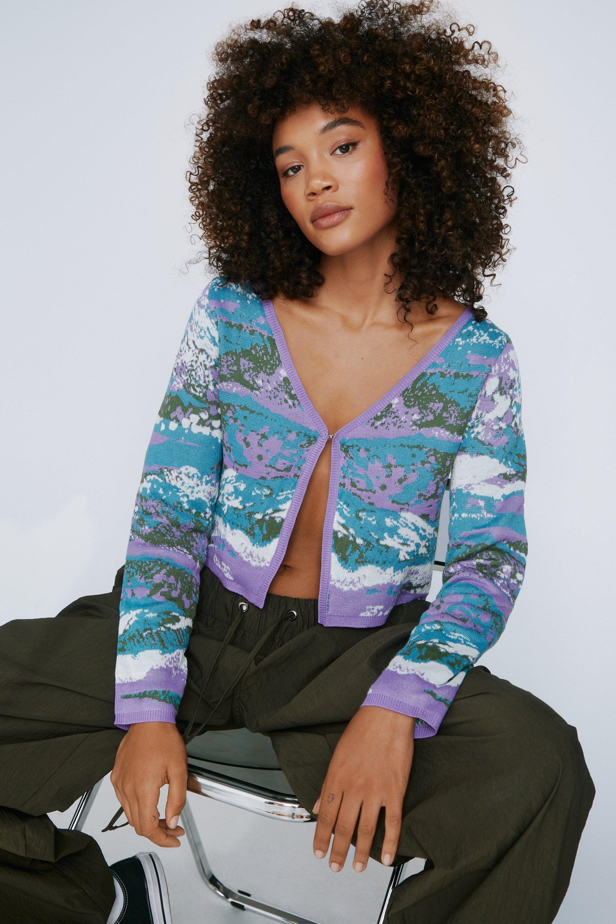 Pixelated Micro Knitted Cardigan 