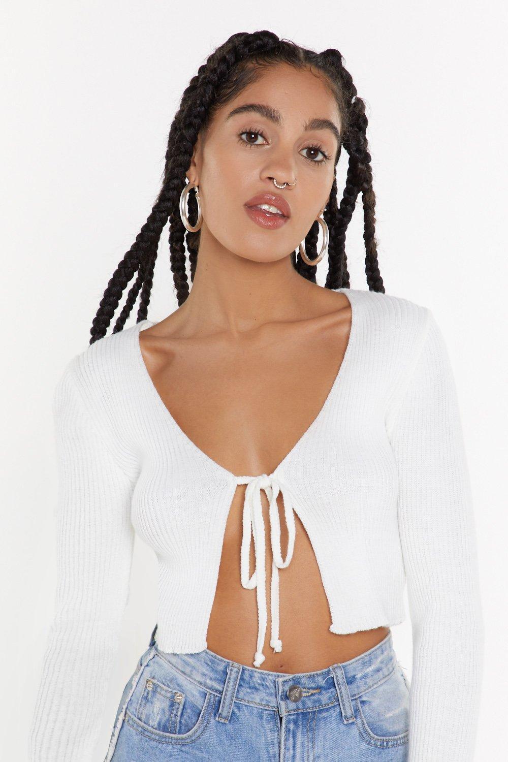 tie cropped cardigan