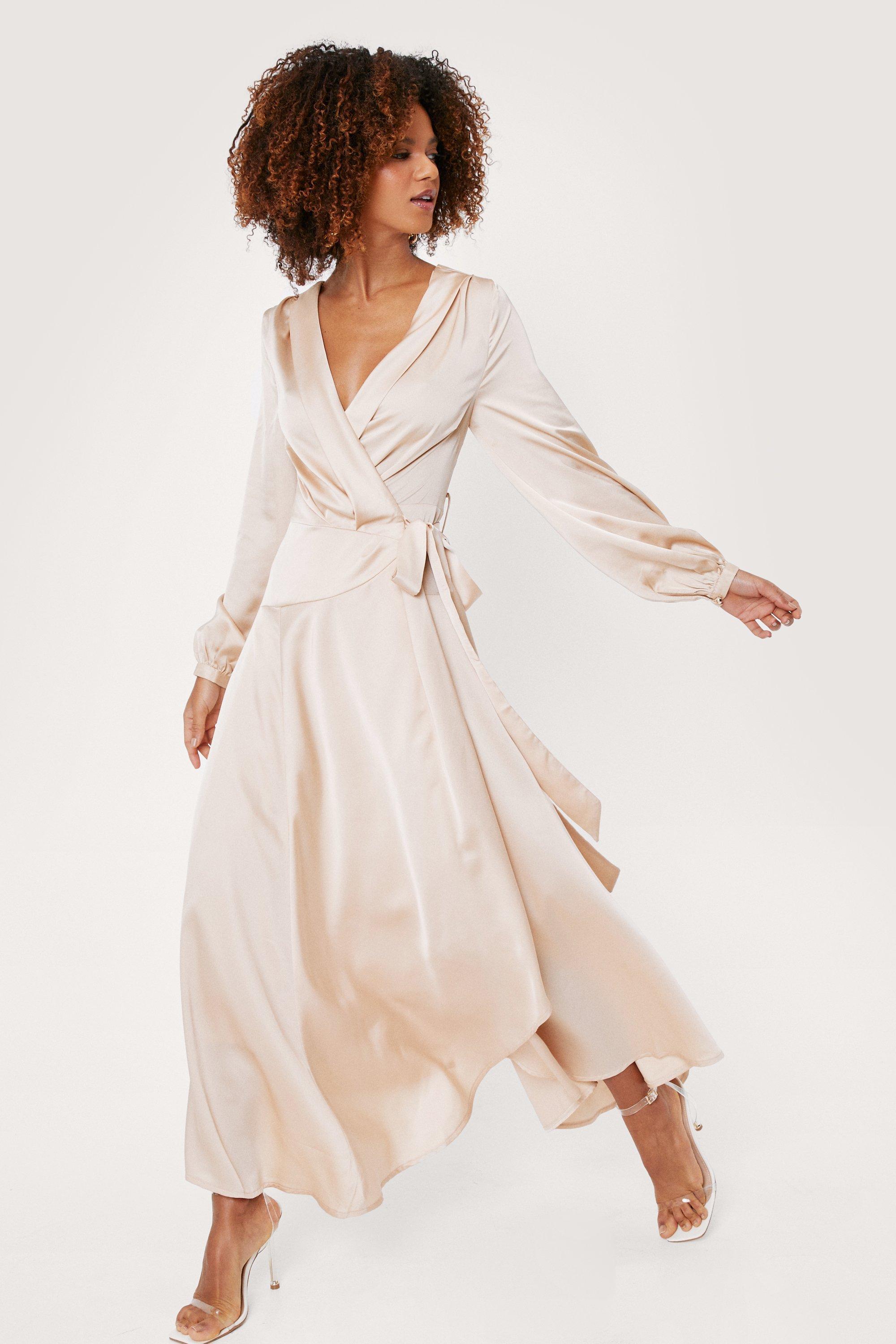 Nasty Gal Cowl Back Satin Wrap Maxi 