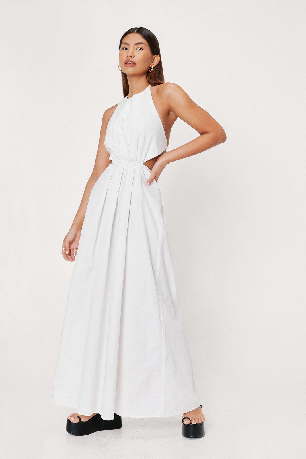 Nasty Gal Cotton Poplin Halter Neck Cut 
