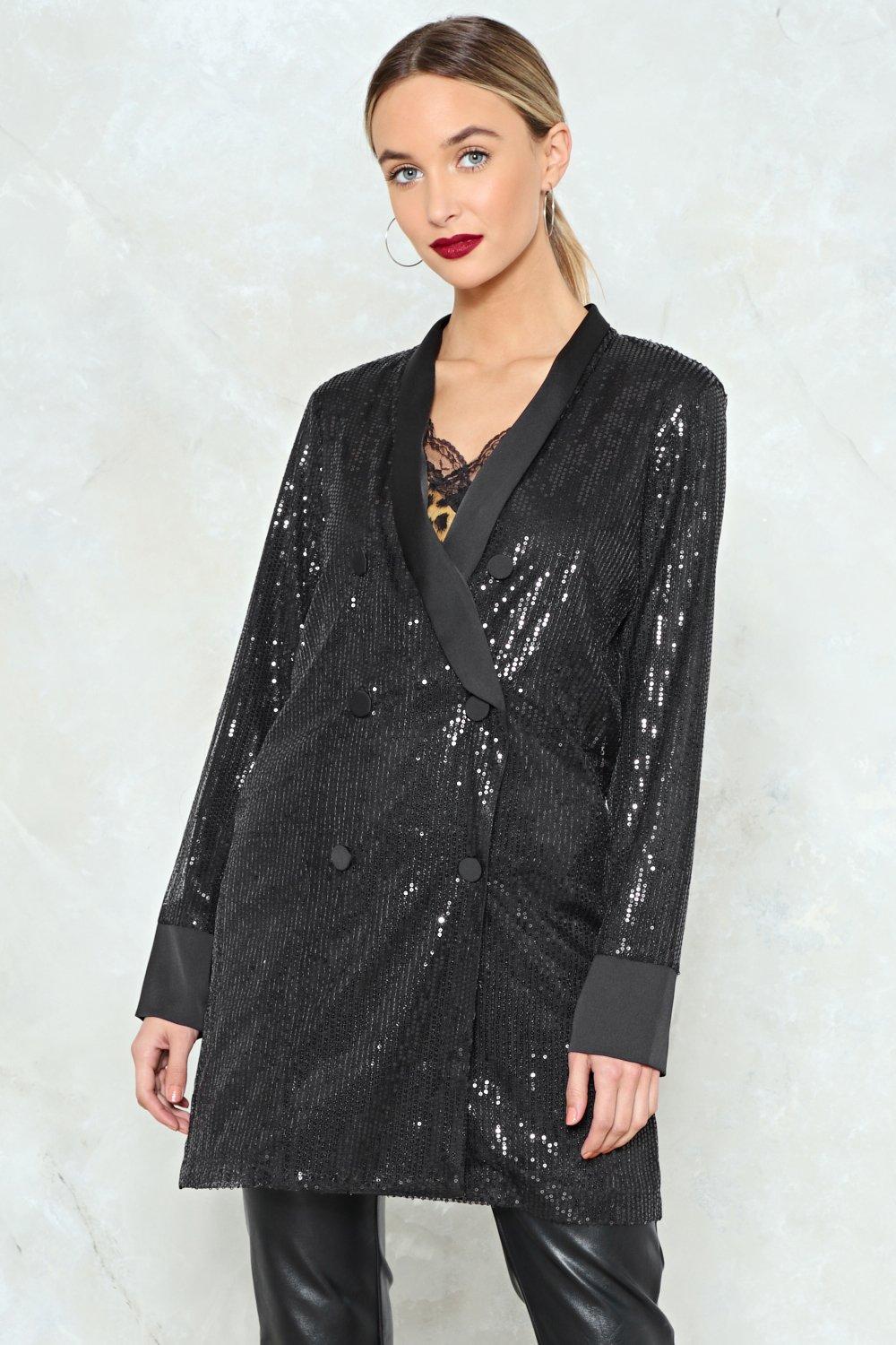Lyst Nasty Gal The Boss Sequin Blazer in Black
