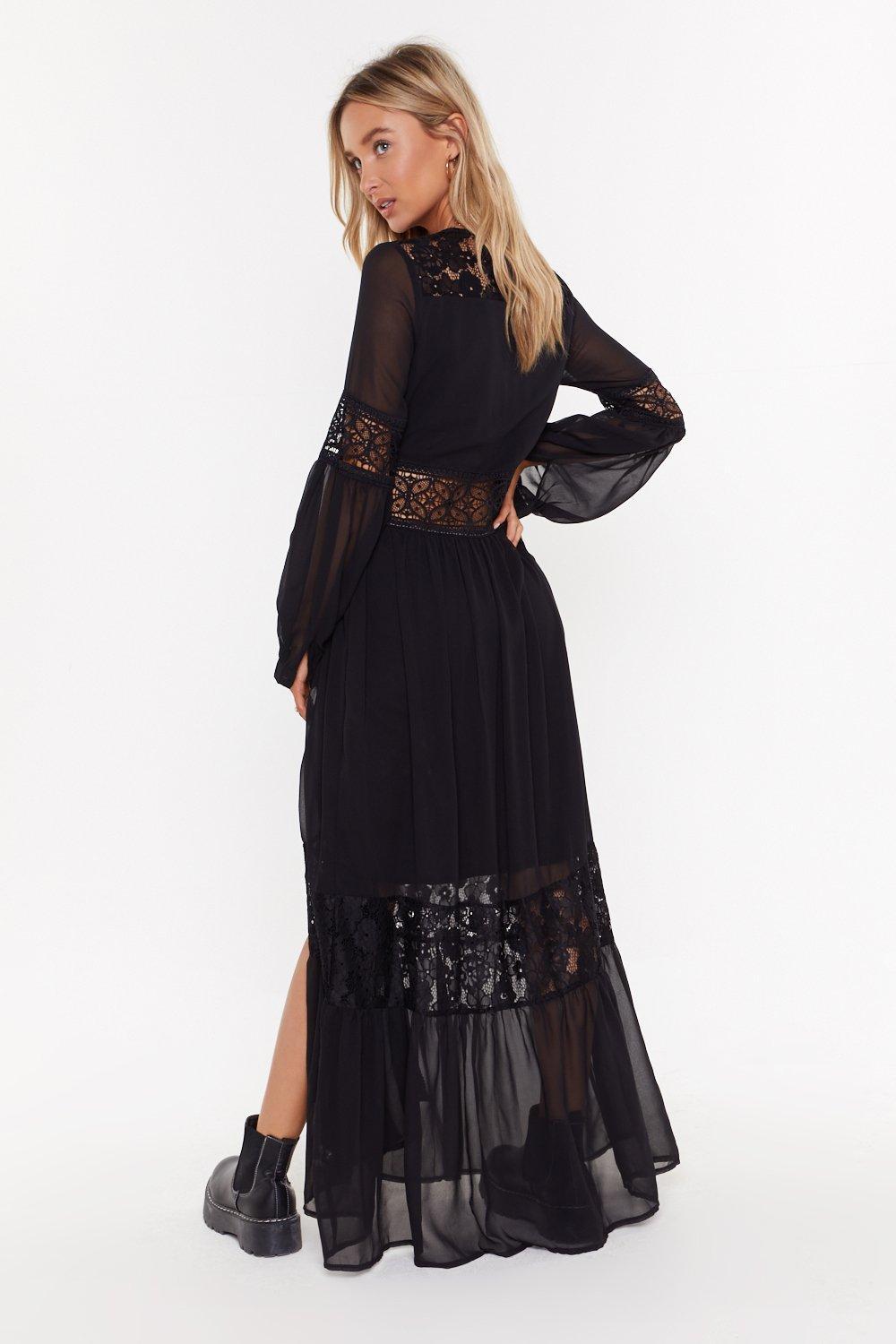 boho black lace dress