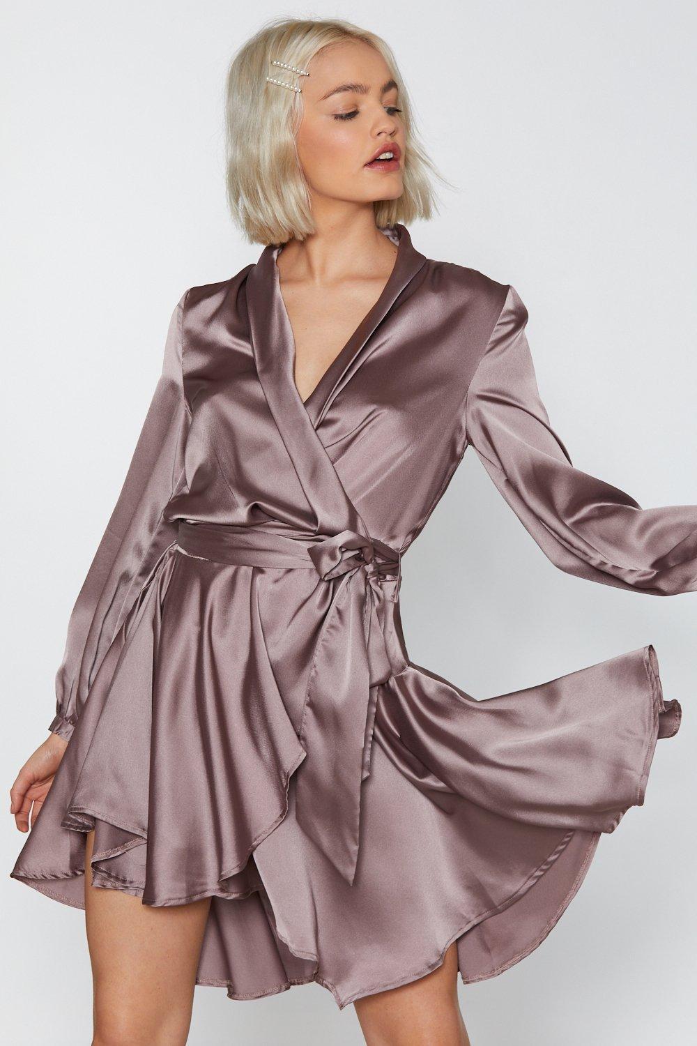 nasty gal silk wrap dress