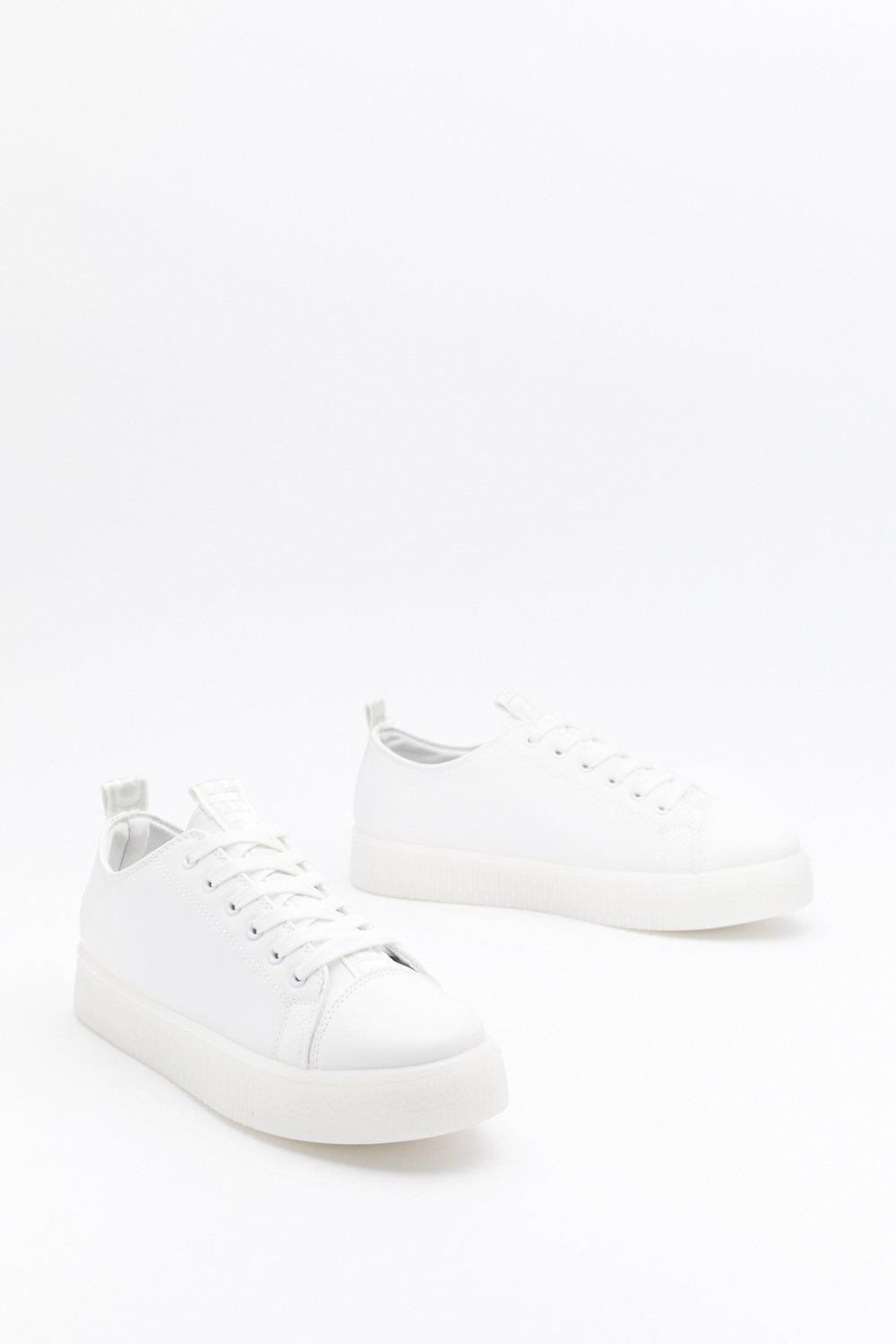 Faux Leather Sneakers Nasty Gal White Trainers Basic Faux Leather