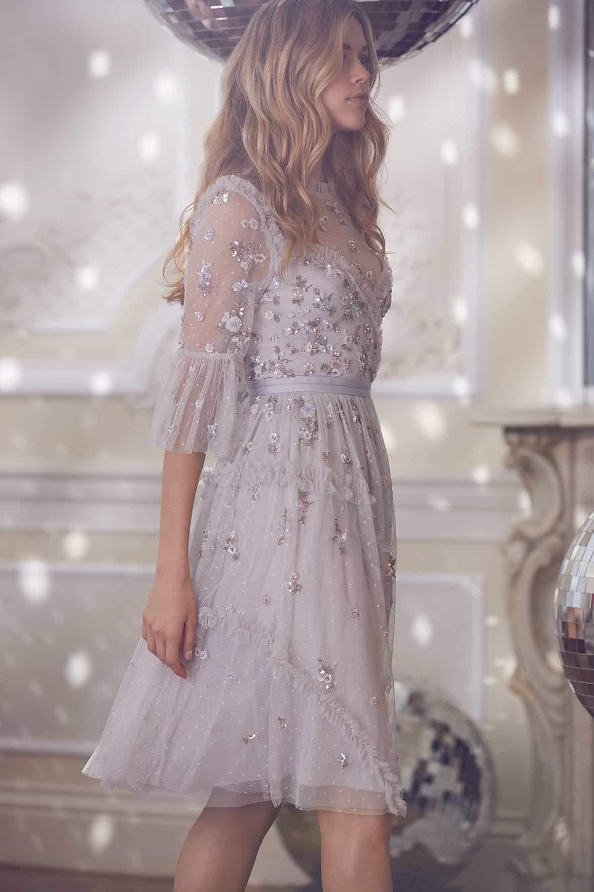 needle and thread shimmer ditsy dress