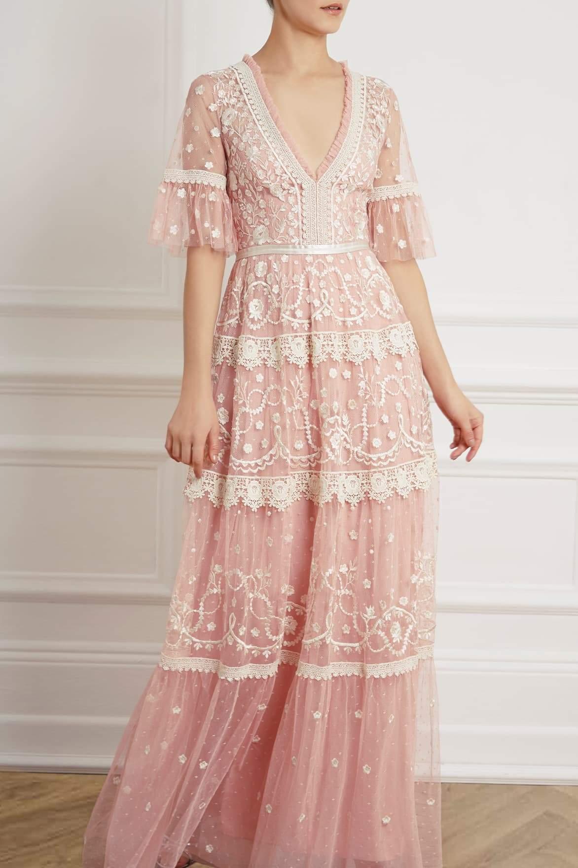 Needle & Thread Midsummer Lace Gown in Pink - Lyst