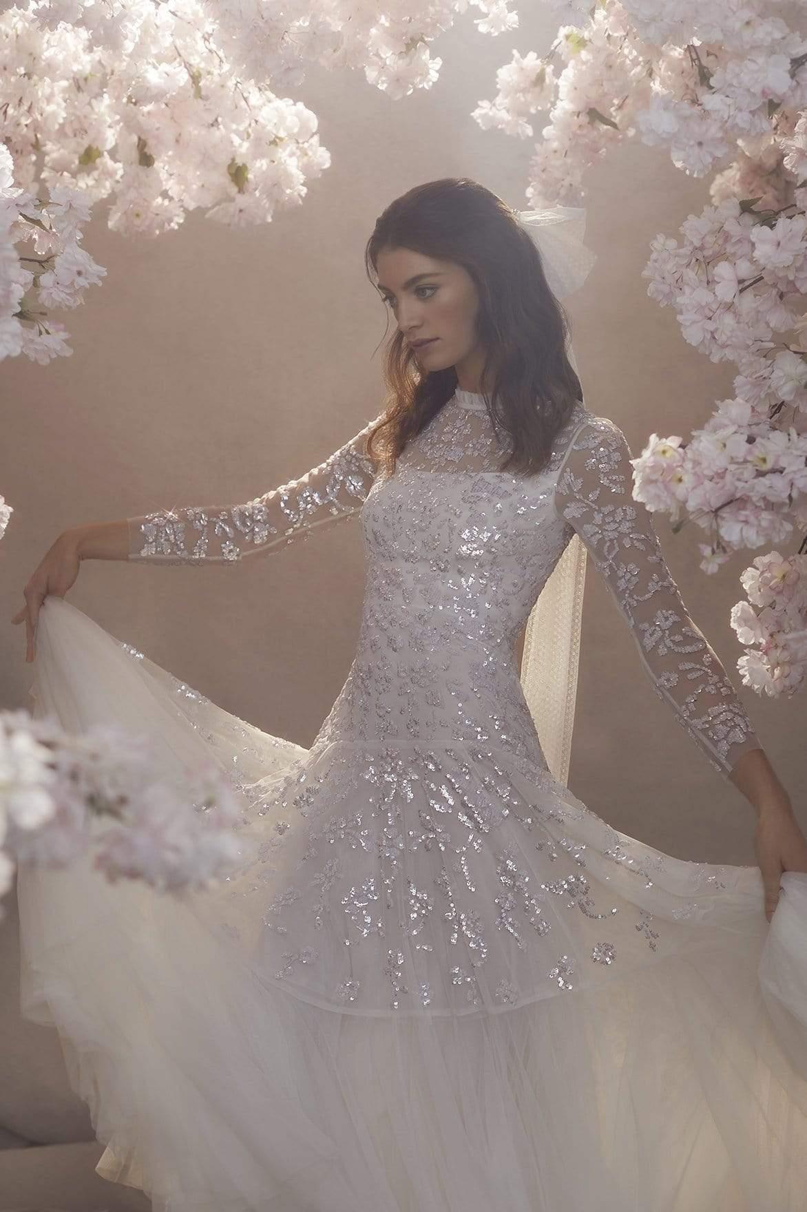 Needle Thread Lace Bella Sequin Long Sleeved Ballerina Bridal