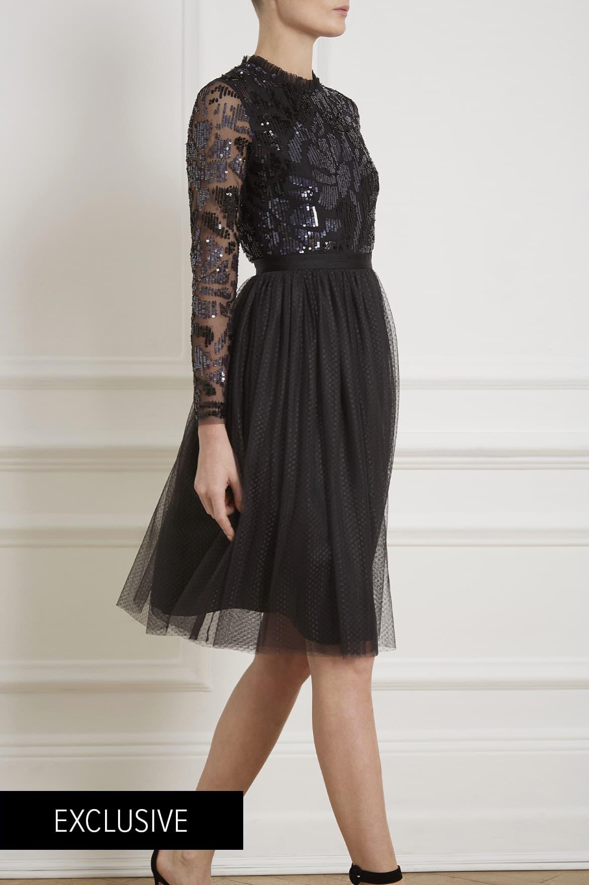floral gloss bodice midi dress