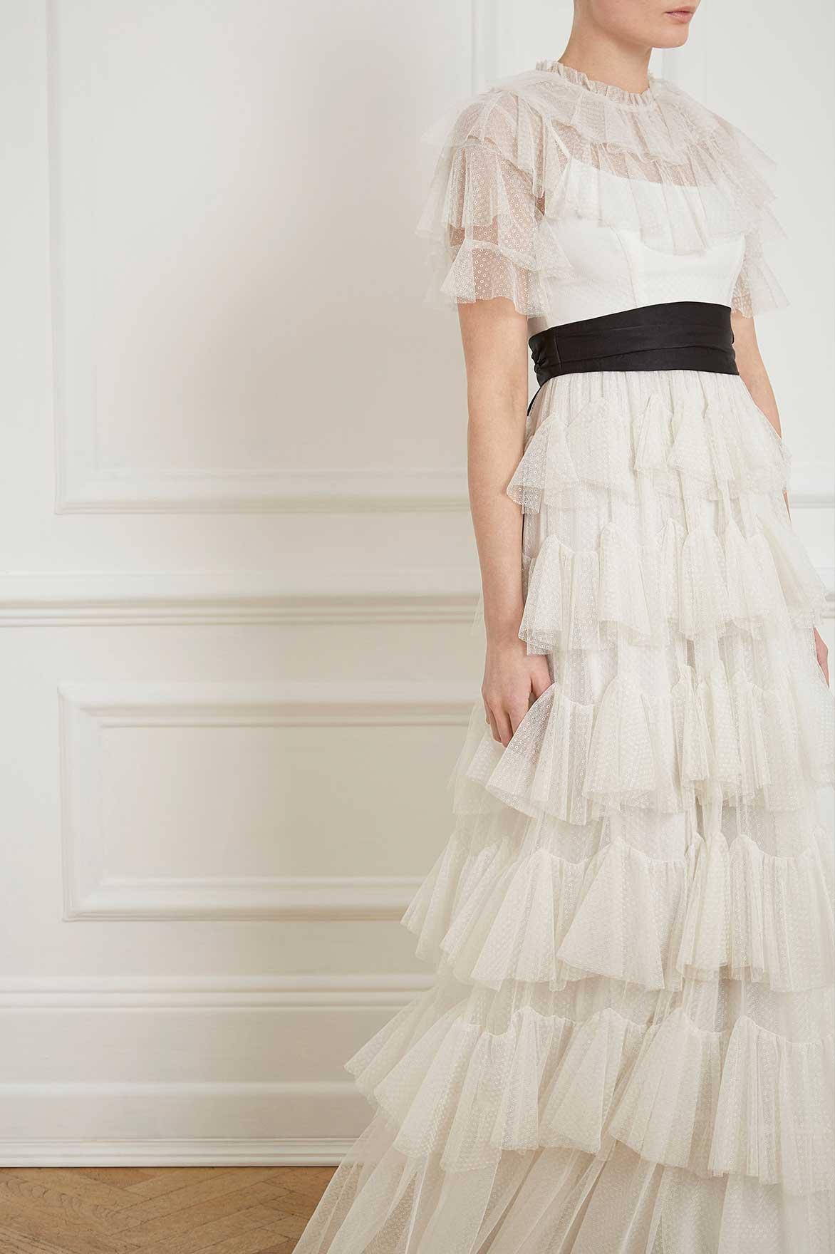 needle & thread scallop tulle midi dress