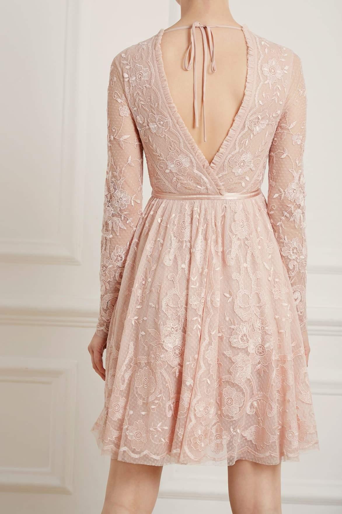 eleanor lace floral dress in pink