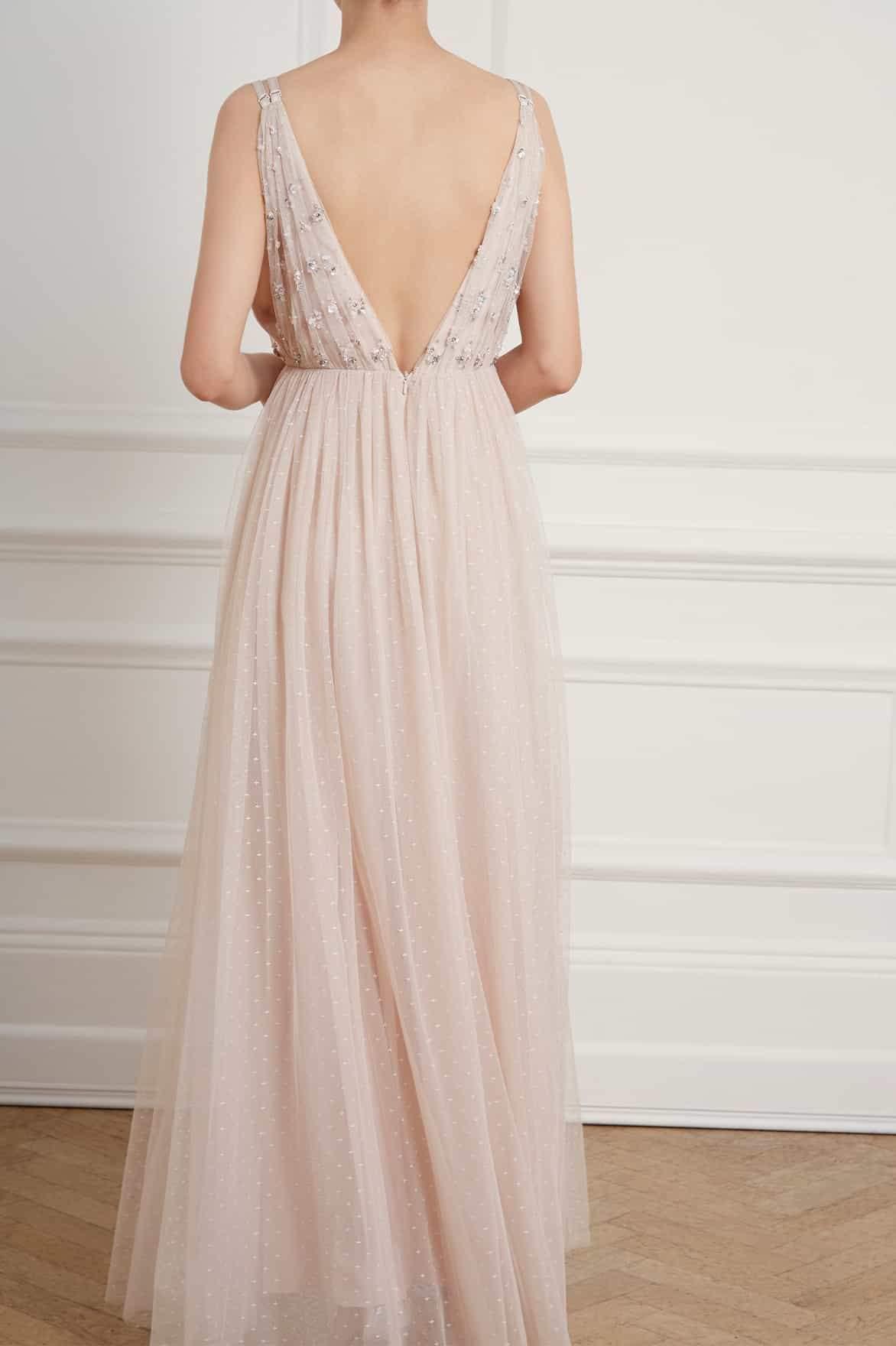 geometric embellished sequin bodice maxi dress