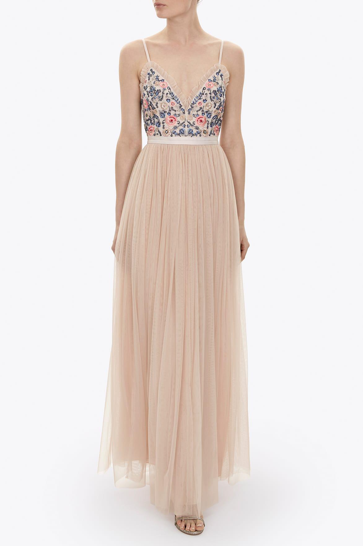 needle and thread embroidered maxi dress