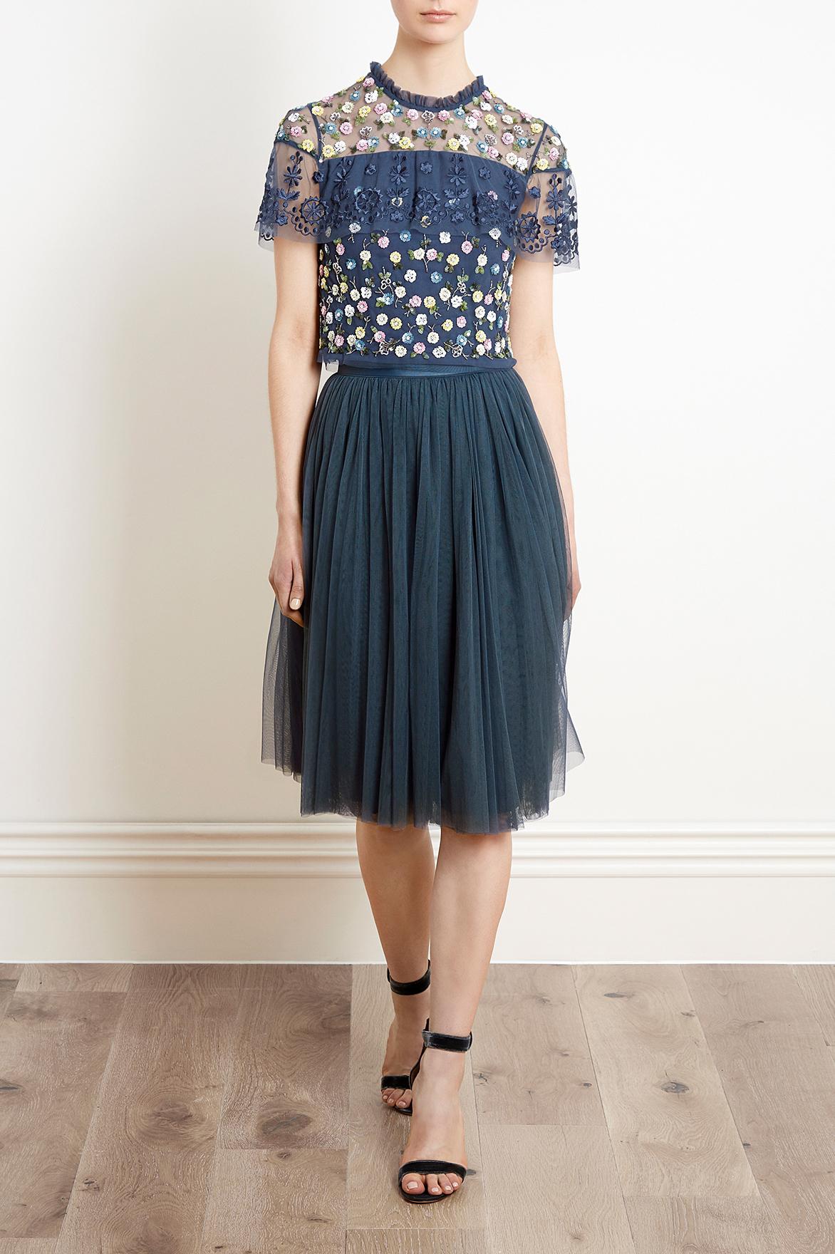 Needle & Thread Tulle Midi Skirt in Indigo (Blue) - Lyst