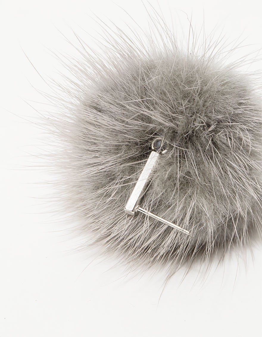 pom pom earrings mink fur Tuleste Earrings  Lyst Gray Pom  in In Mink Pom Grey