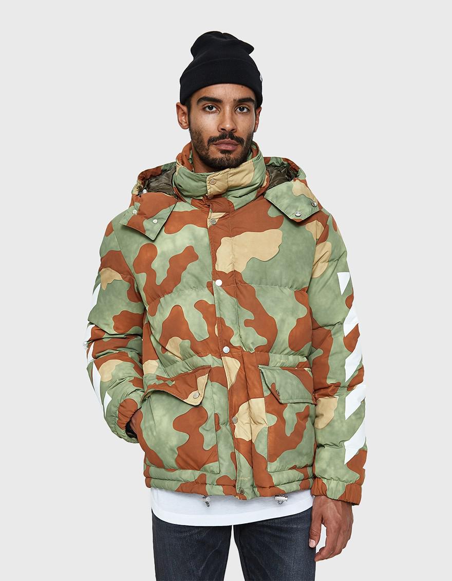 off white down jacket camo