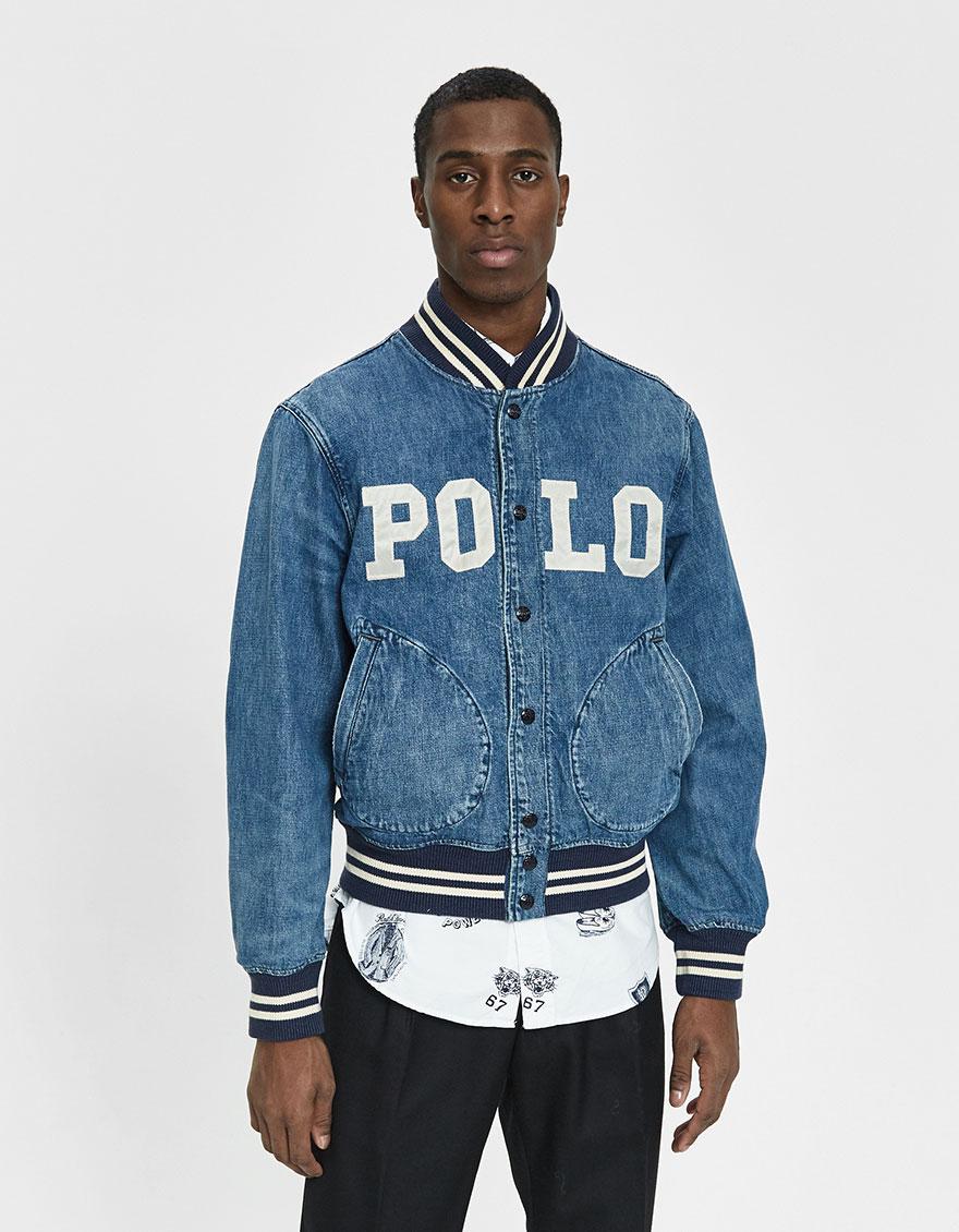 polo denim varsity jacket