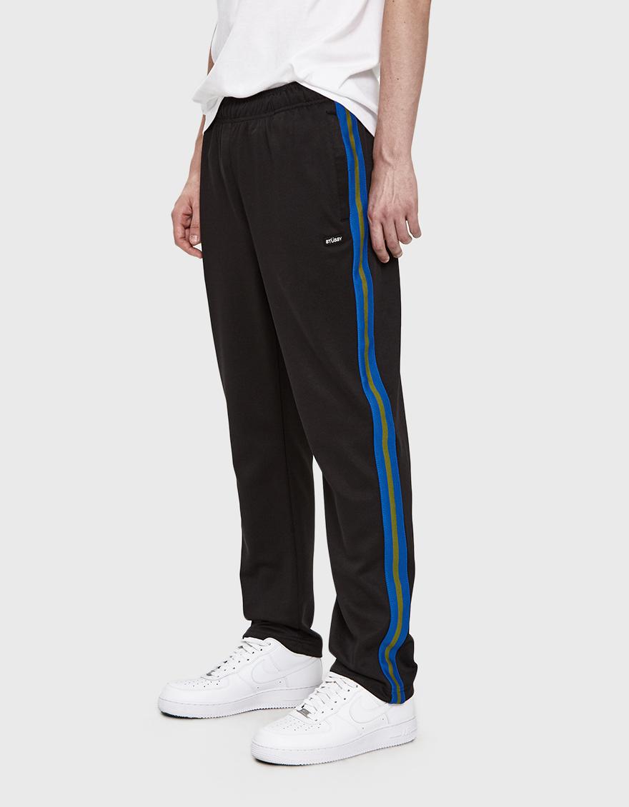 stussy poly track pant black