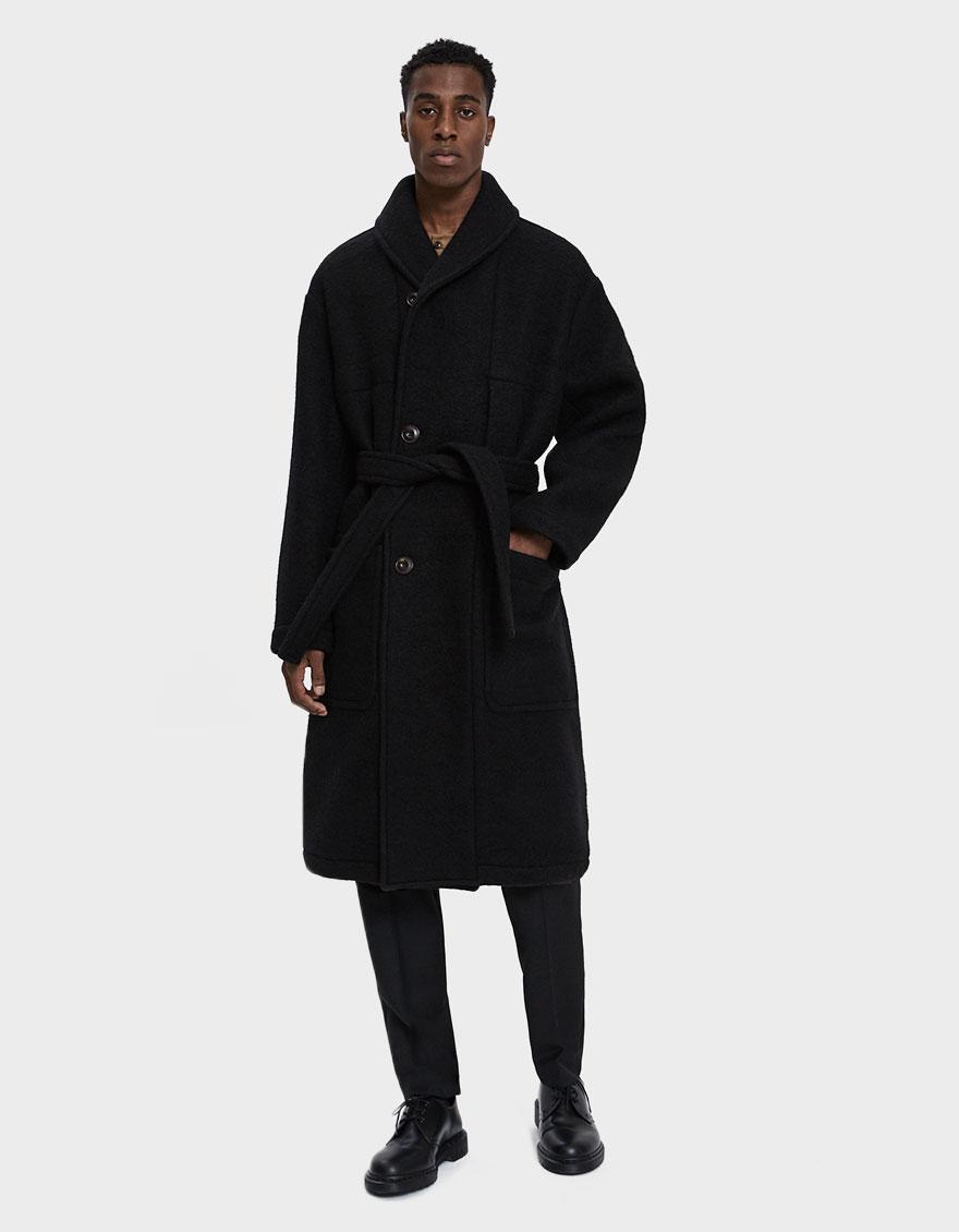 Lemaire Kaftan Wool Overcoat in Black for Men - Lyst