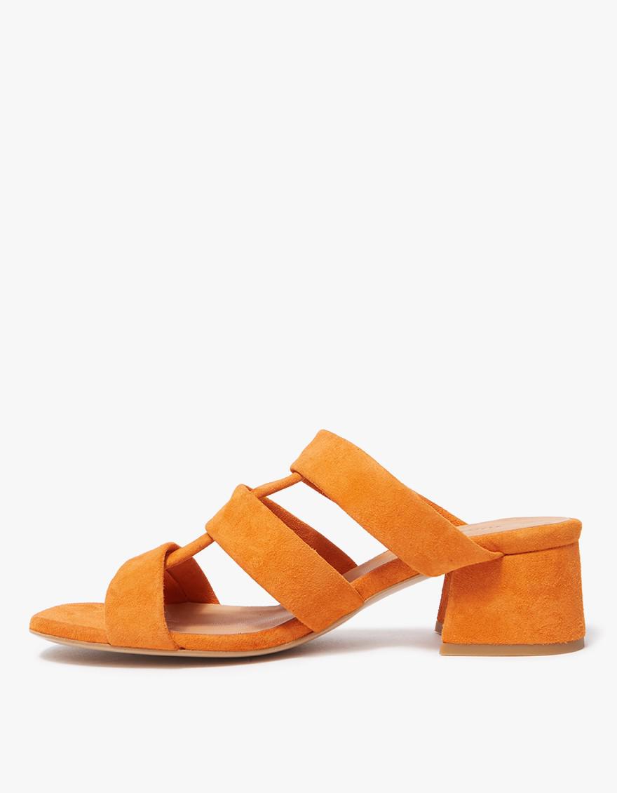Ganni Leather Olive Sandals In Russet Orange - Lyst