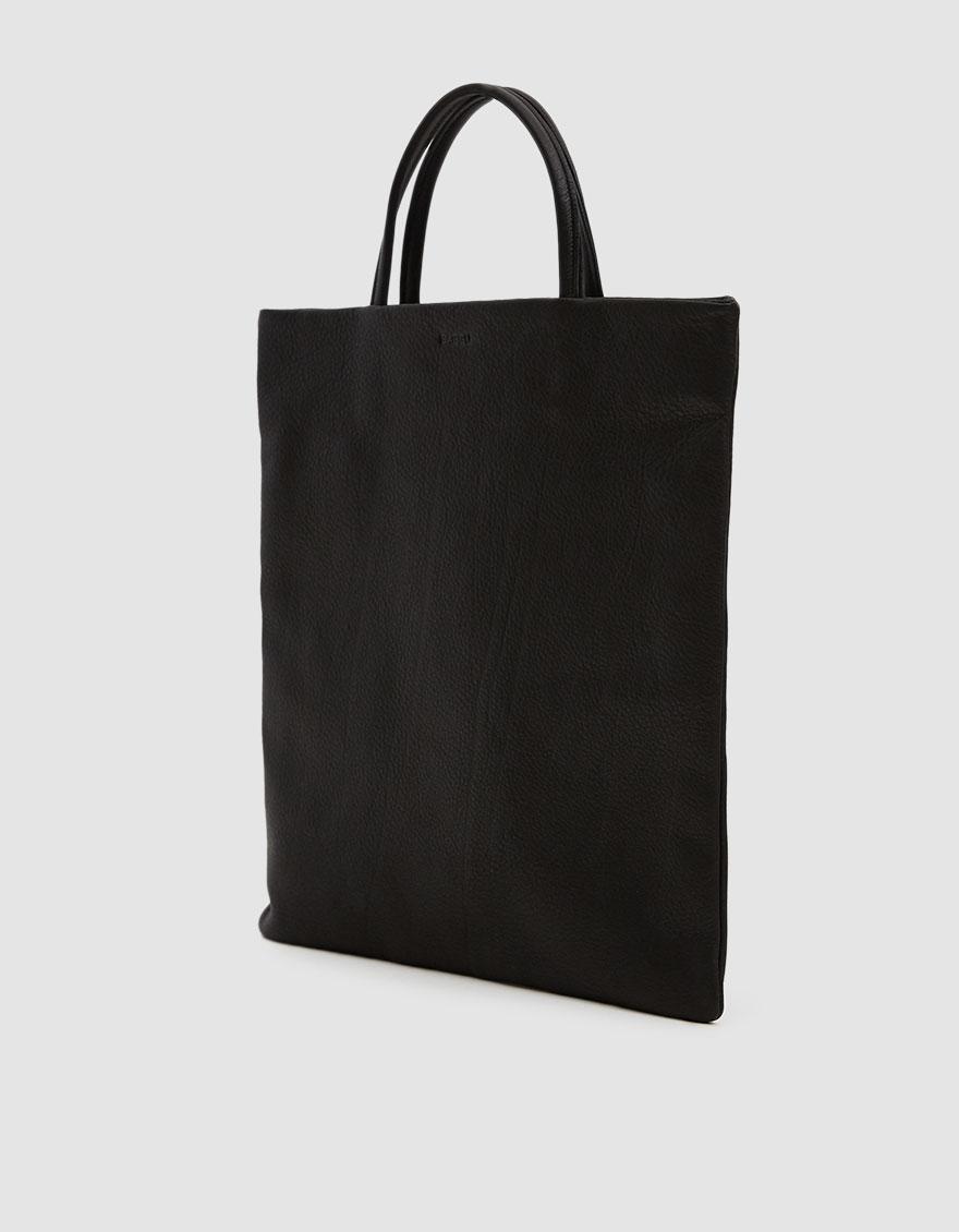 Lyst Baggu Mini Flat Pebbled Leather Tote Bag In Black