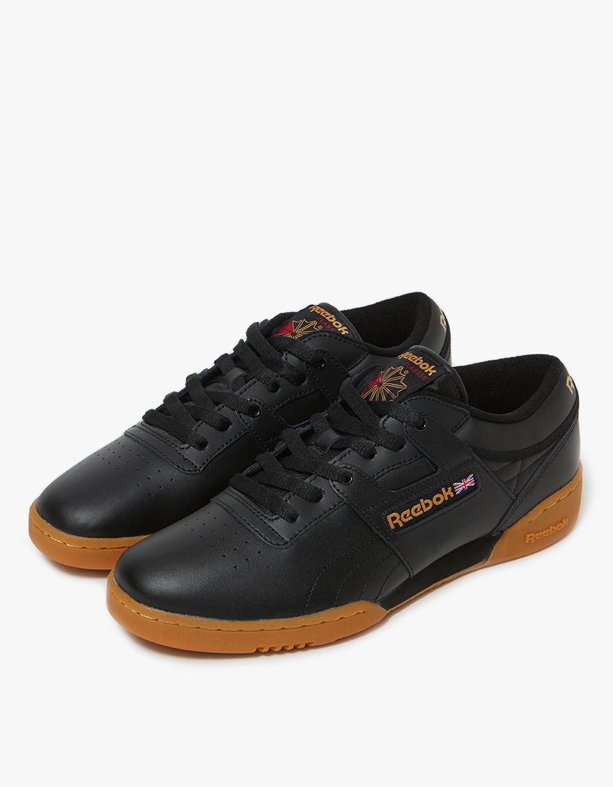 Reebok Leather Workout Low Gum Sole in Black for Men Lyst