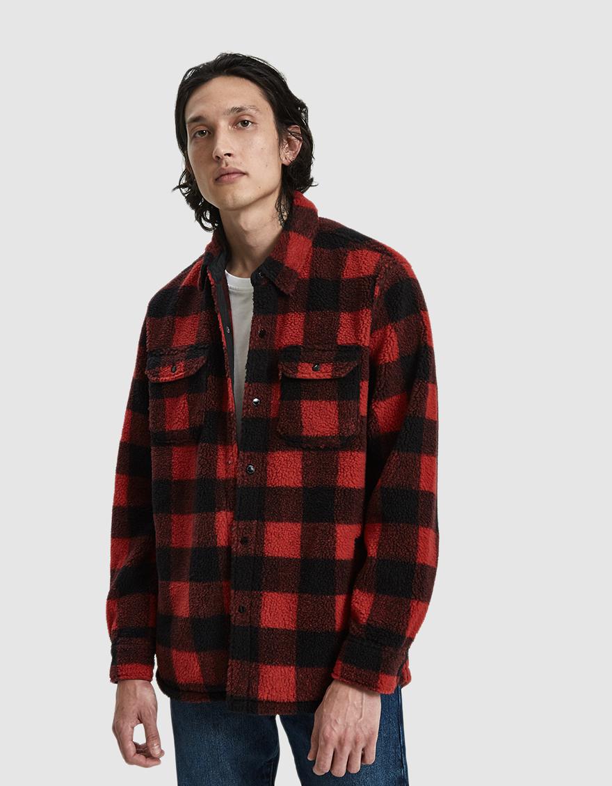 levis sherpa plaid jacket