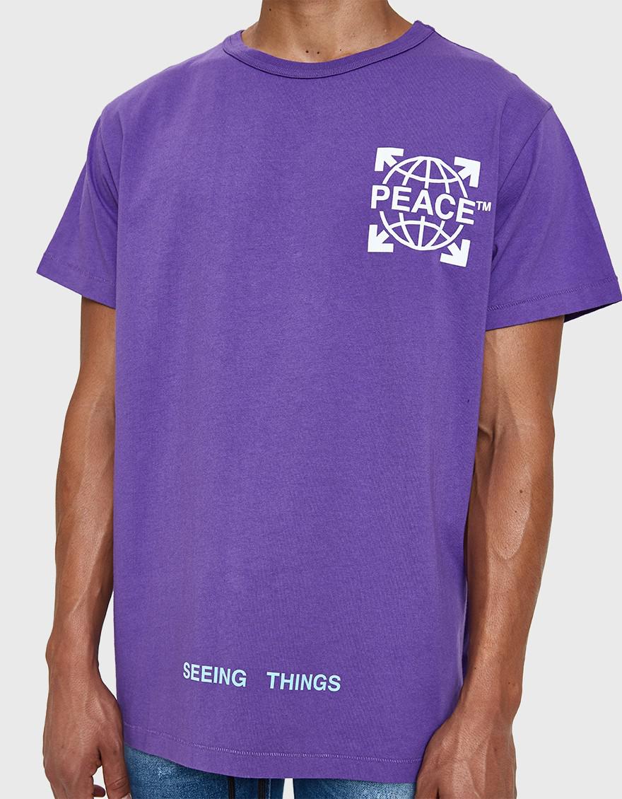 Off-White c/o Virgil Abloh Cotton Globe T-shirt in Violet/White (Purple ...
