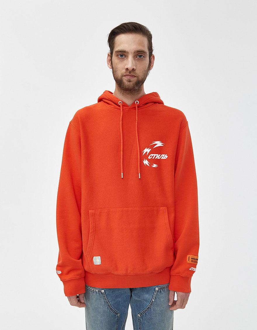 Heron Preston Cotton Chinese Herons Pullover Hoodie in Coral Red (Red ...
