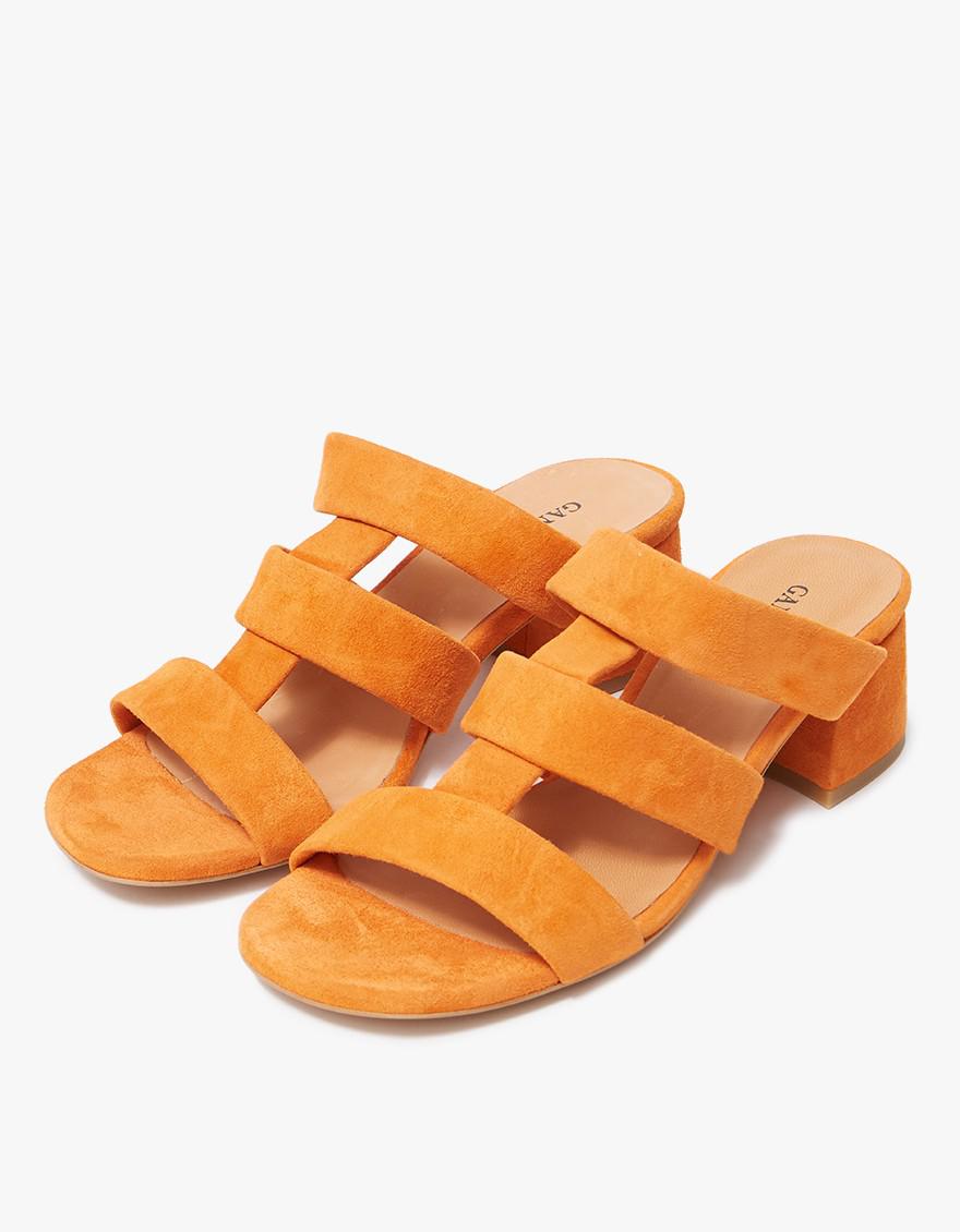 Ganni Leather Olive Sandals In Russet Orange - Lyst