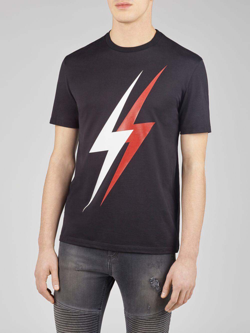 Neil Barrett Double Thunderbolt Jersey T-shirt in Black for Men - Lyst