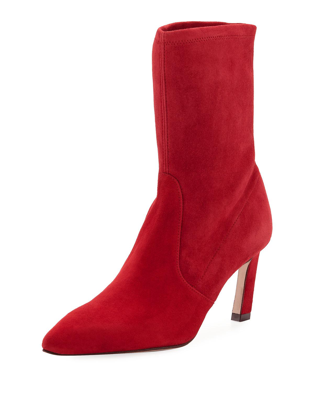 stuart weitzman rapture 75mm suede sock bootie