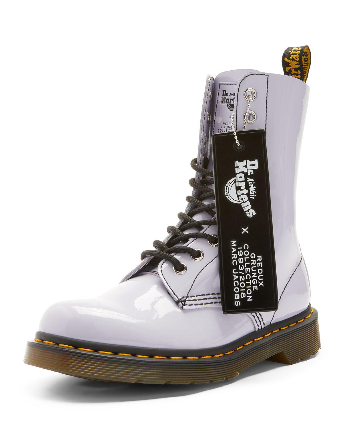 Marc Jacobs Dr. Martens X Patent Leather Combat Boots in Black | Lyst