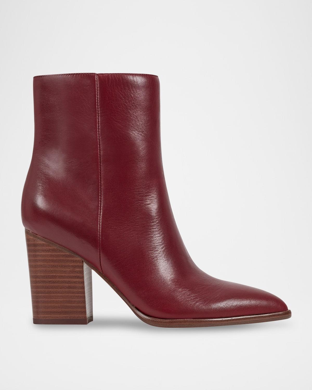 Marc Fisher Pointed Toe Stacked Leather Ankle Boots in Red Lyst