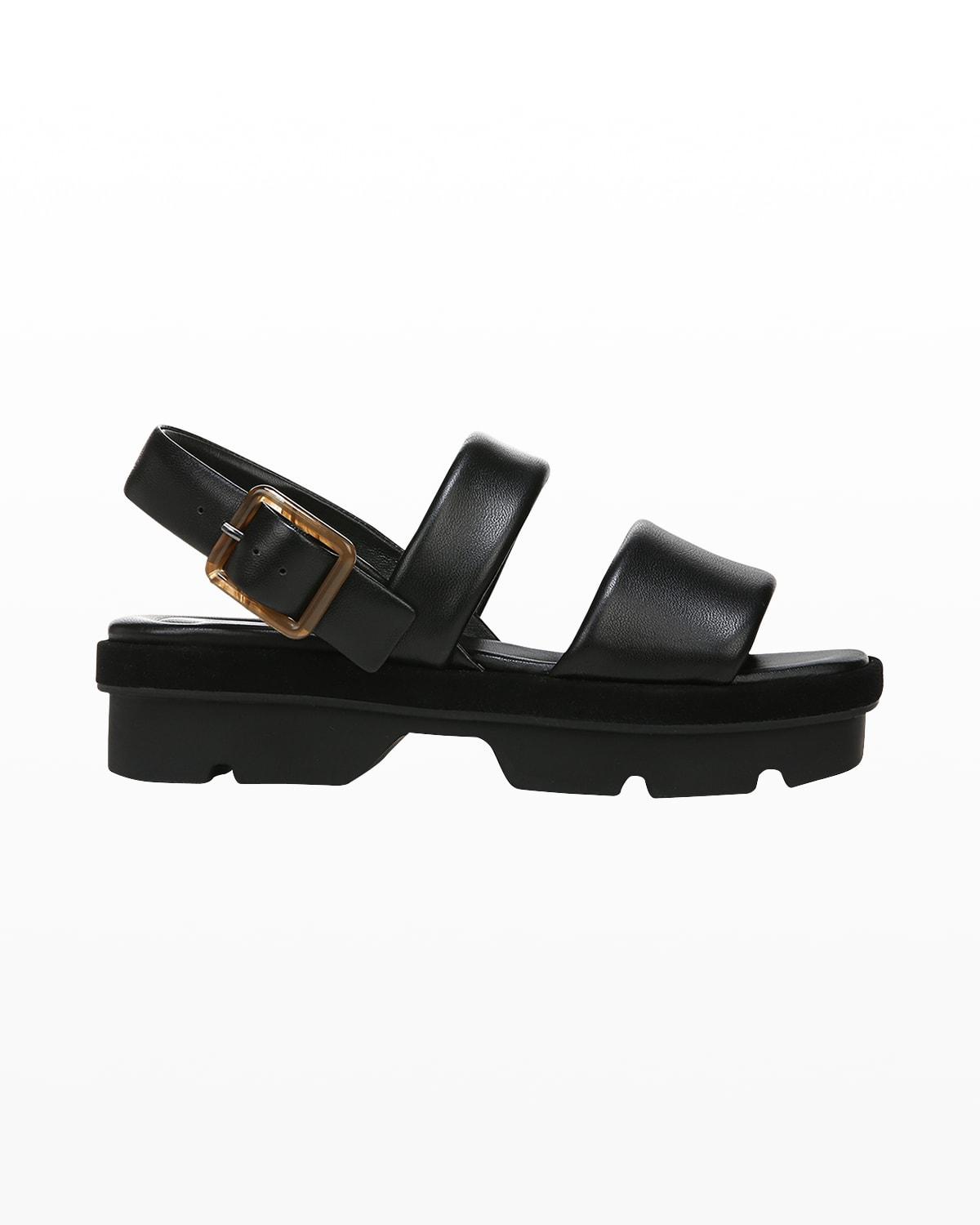 Vince Bowie Leather Lug-sole Ankle-strap Sandals In Moonlight | ModeSens