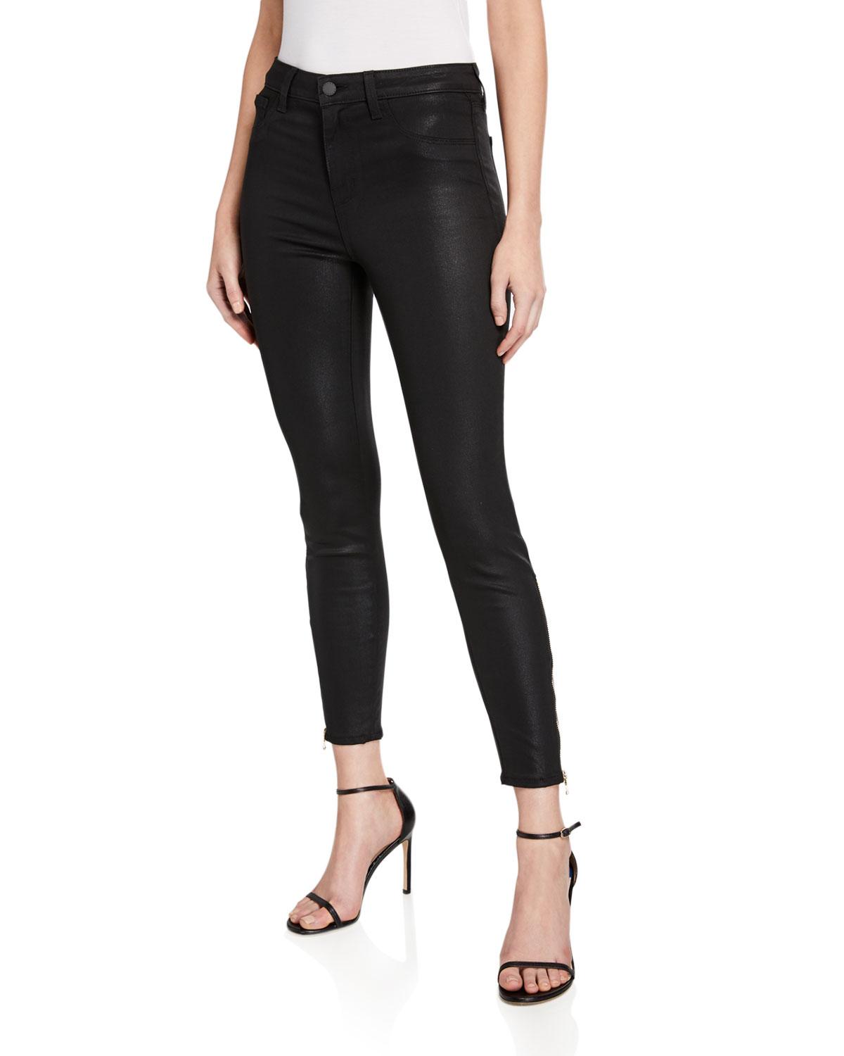 L'Agence Denim Sabine High-rise Skinny Jeans With Zipper in Black - Lyst