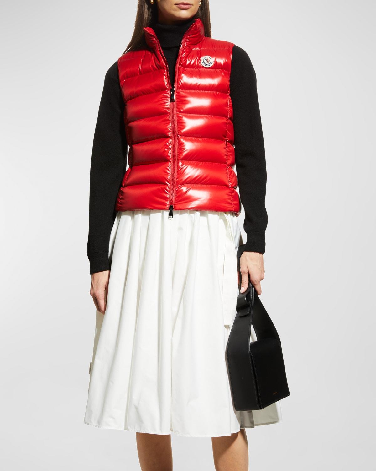 Moncler Ghany Shiny Quilted Puffer Vest in Red | Lyst
