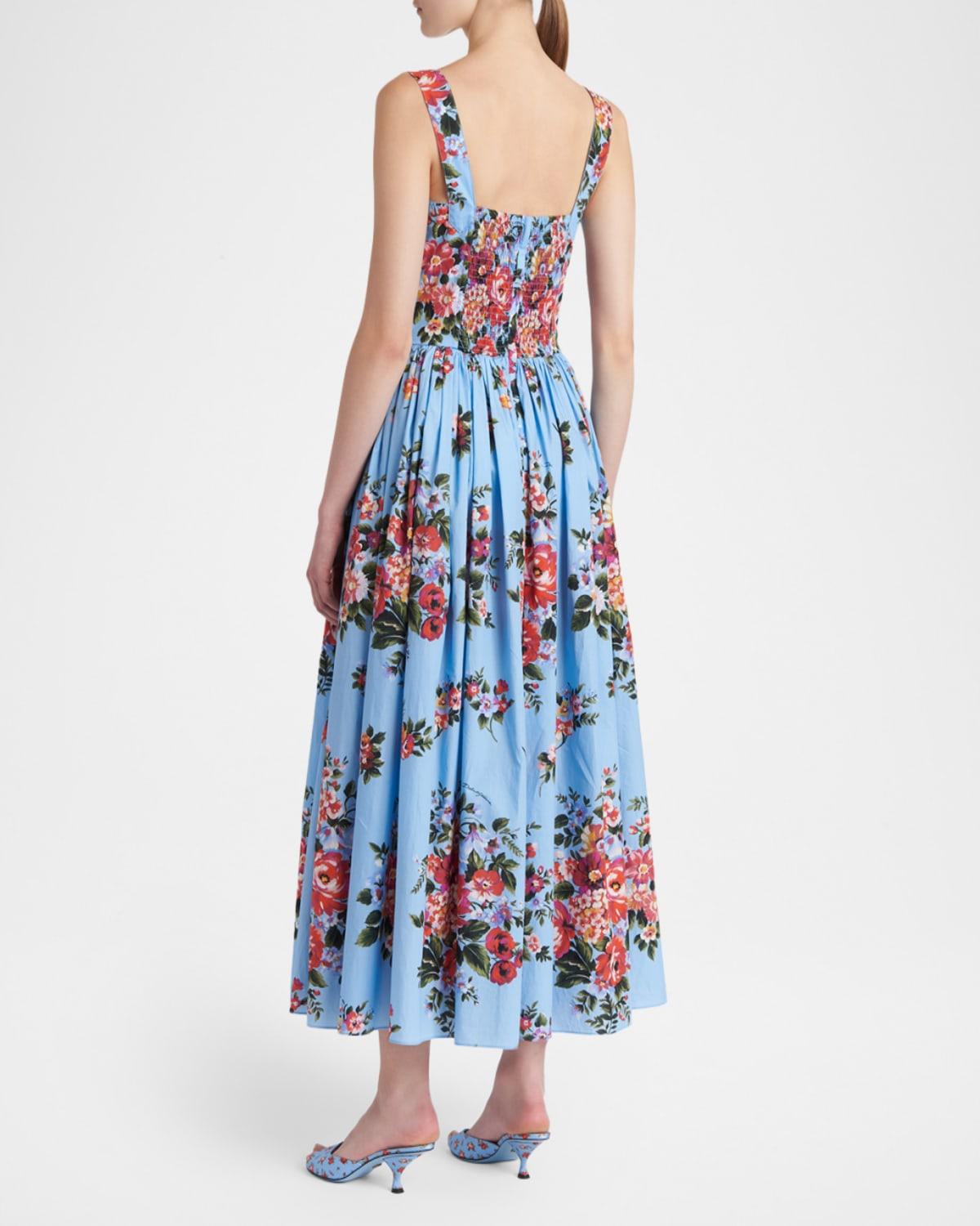gardenia midi dress Floral Green Asymmetric Neckline Midi Gardenia Dress