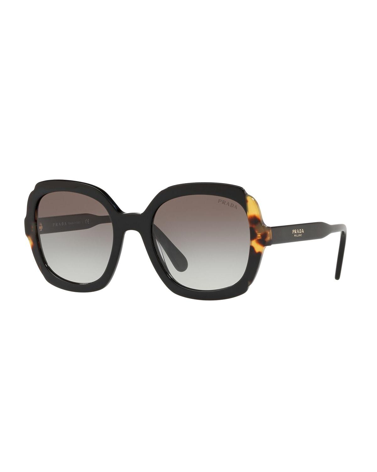 Prada Mirrored Acetate Sunglasses in Black | Lyst
