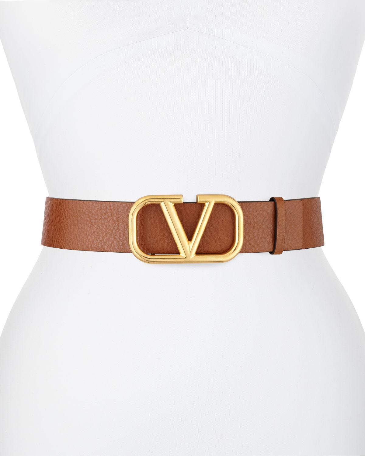 Valentino Garavani 40mm Go Logo Reversible Leather Belt in Tan/Black ...